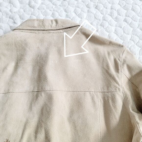 Embroidered leather suede jacket boho medium vintage y2k shacket - Picture 9 of 9